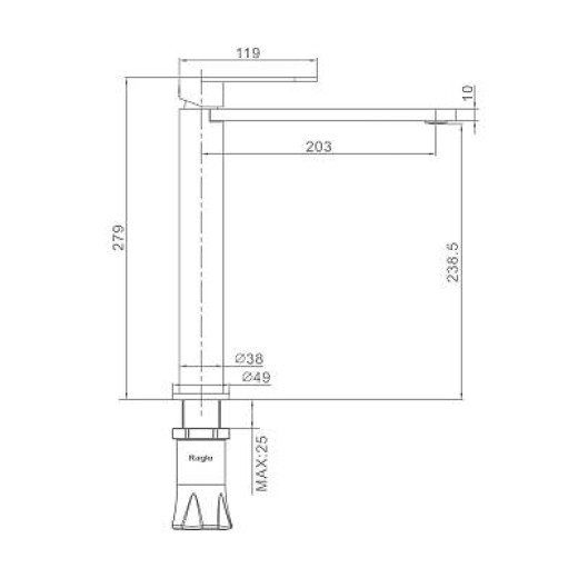 Смеситель высокий для умывальника RAGLO R10.15.05