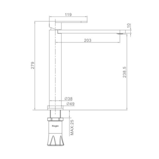 Смеситель высокий для умывальника RAGLO R10.15.09