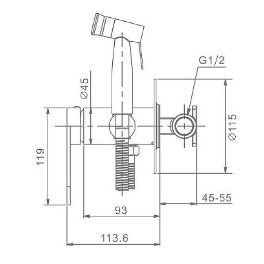 Смеситель встраиваемый с гигиеническим душем RAGLO R10.52.09