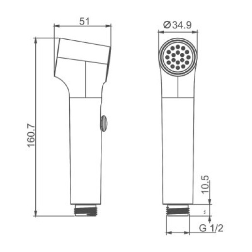 Гигиеническая лейка с клавишей регулировки воды RAGLO R460.05