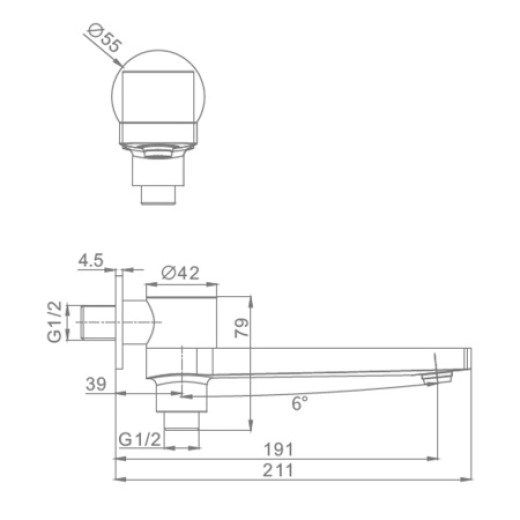 Встраиваемый излив с функцией переключения RAGLO R473.75