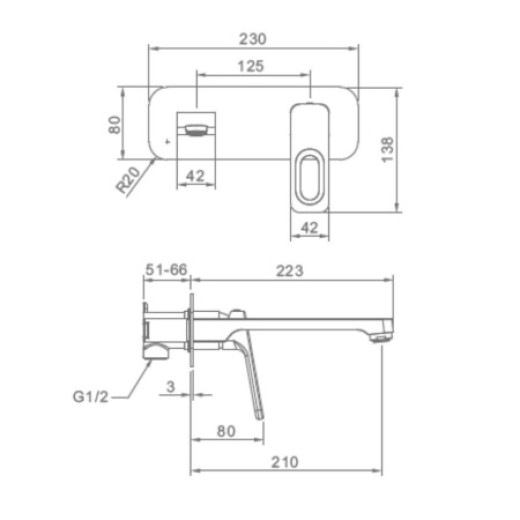 Смеситель встраиваемый для умывальника RAGLO R51.11