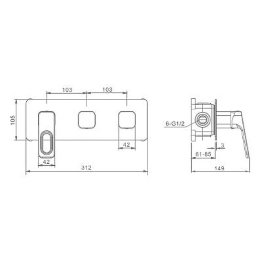 Встраиваемый смеситель для ванны и душа 4-режима RAGLO R51.274