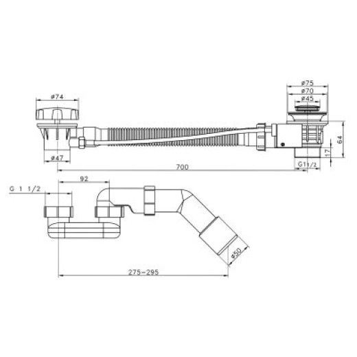 Сифон для ванны полуавтомат RAGLO R600.30.09
