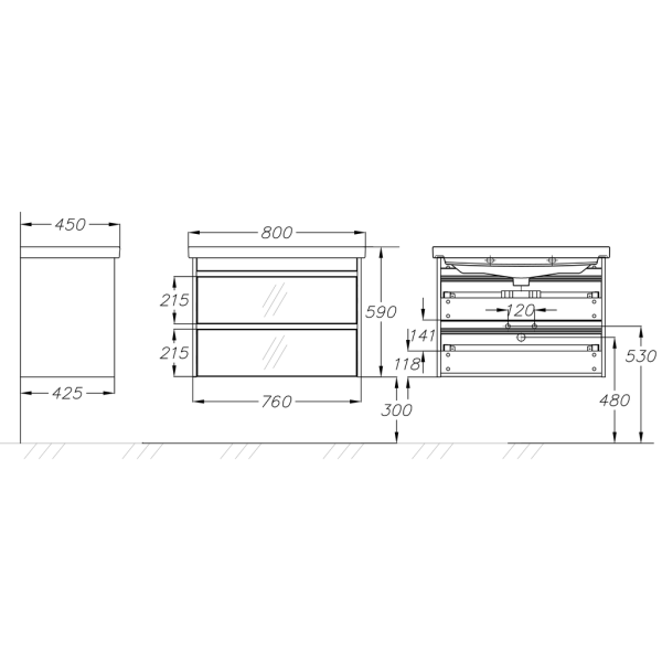 Тумба OPADIRIS Фреш 80 белый/белое стекло (под раковину CeraStyle FRAME 80)