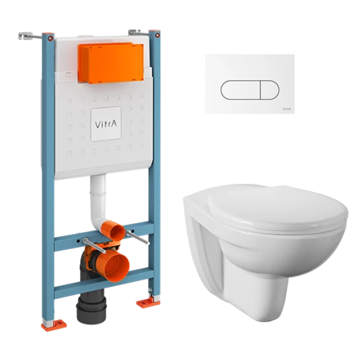 Комплект Vitra Normus L-box 9773B003-7207 инсталляция+унитаз с крышкой термопласт+панель смыва белая