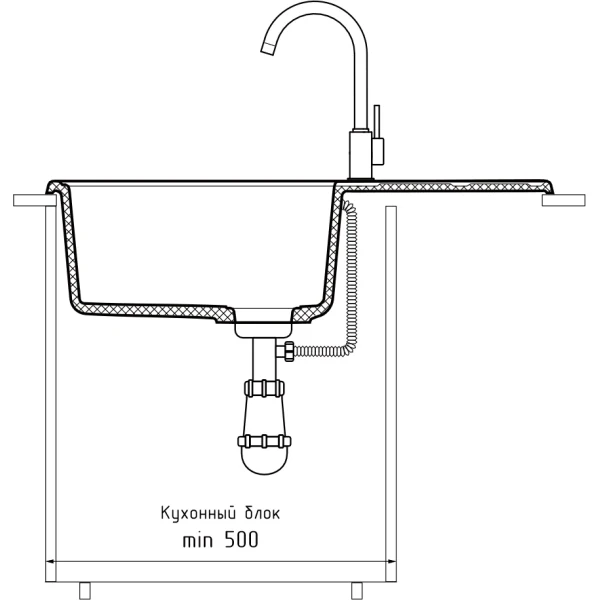 Мойка кухонная GranFest QUARZ GF-ZL-52 чаша+кр 760*480 (серый)