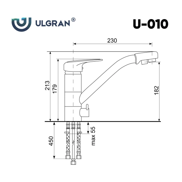 Смеситель для кухни Ulgran U-010-310, серый