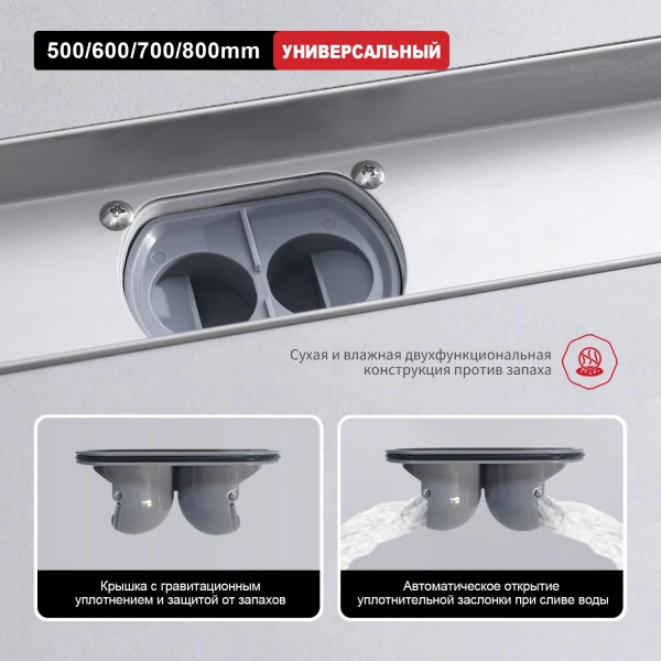 Трап для душа 70*600мм (поворот.сифон 360°) RAGLO R651.60.05