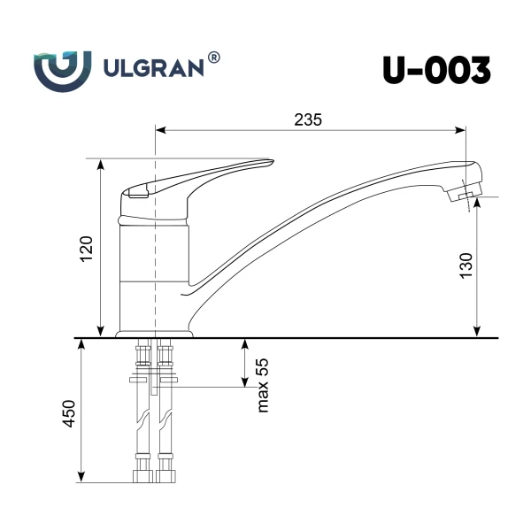 Смеситель для кухни Ulgran U-003-342, графит