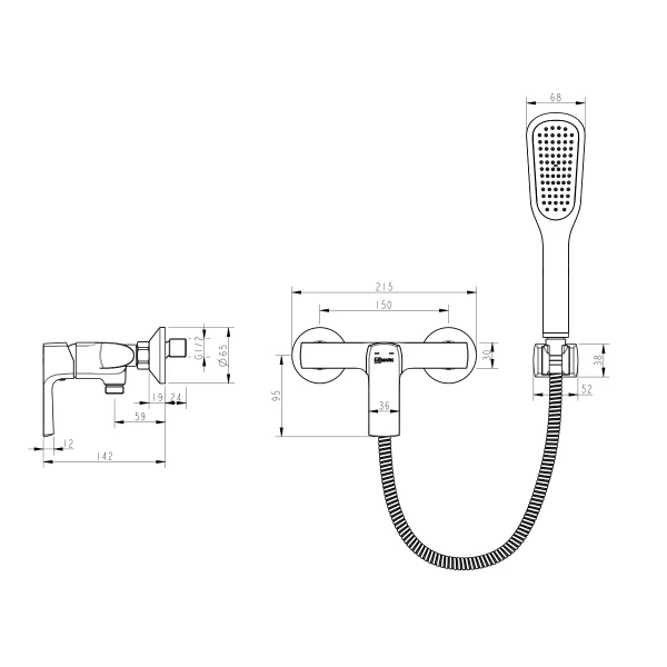 Смеситель Lemark Ursus LM7203BL для душа, черный