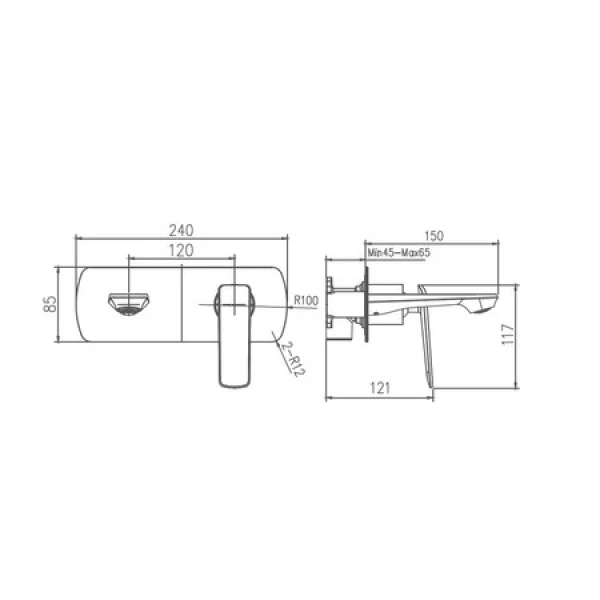 Смеситель для ванны HAIBA HB80548-8, встраиваемый, латунь, белый/хром