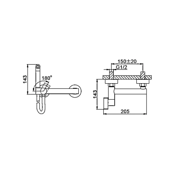 Гигиенический душ HAIBA HB5514-7, латунь, черный
