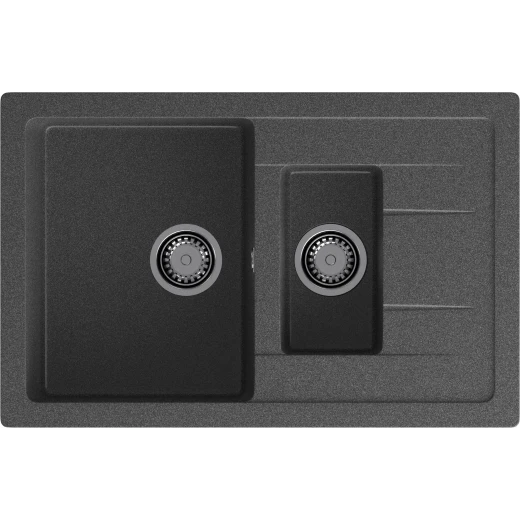 Мойка кухонная GranFest QUADRO GF-Q-775KL 1.5-чаш+крыло 765*495мм графит, мрамор