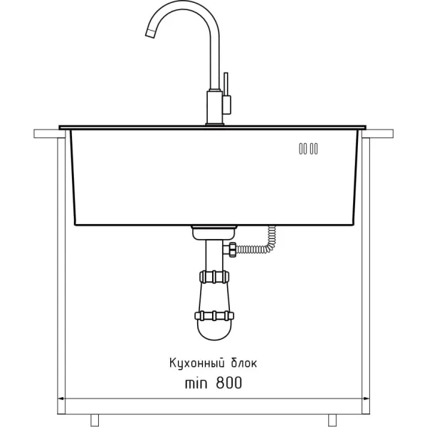 Мойка GF METAL нерж.сталь AISI 304 PVD графит 1 чаша 650*450*215 мм арт.GF-6545 PVD графит