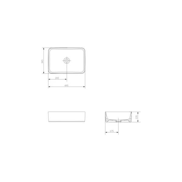 Раковина Cersanit на столешницу CREA 50 RECTANGULAR 0 отв.