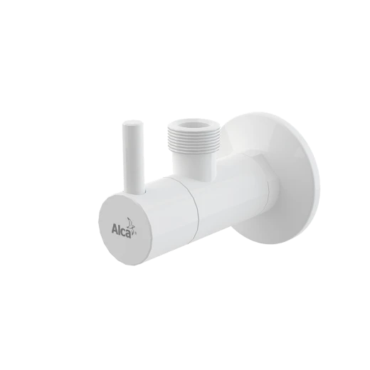 Угловой вентиль с фильтром 1/2" × 1/2", круглый, белый арт.ARV003B