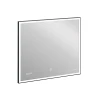 Зеркало LED 011 design 100x80 с подсветкой часы металл. рамка прямоугольное