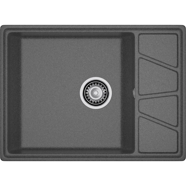Мойка кухонная GranFest VERTEX GF-V-680L чаш+кр 680*500мм, графит, мрамор