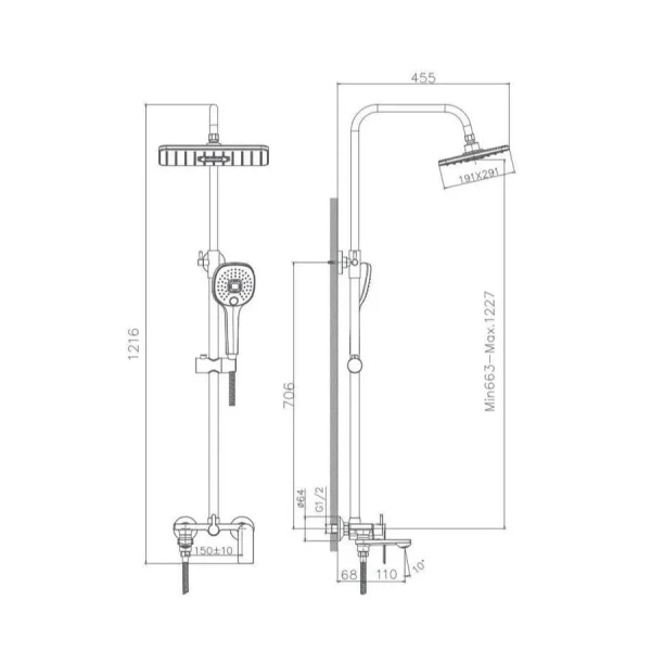 Душевая система HAIBA HB23505-8, тропический душ, латунь, белый/хром