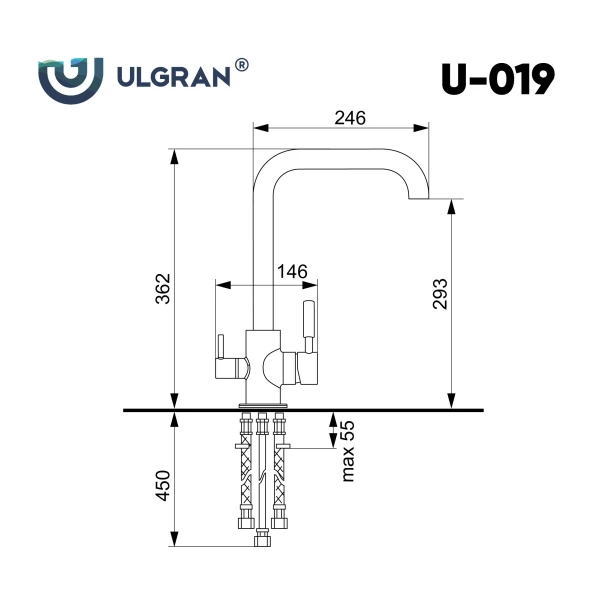 Смеситель для кухни Ulgran U-019-342, графит