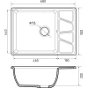 Мойка кухонная GranFest VERTEX GF-V-680L чаш+кр 680*500мм, графит, мрамор