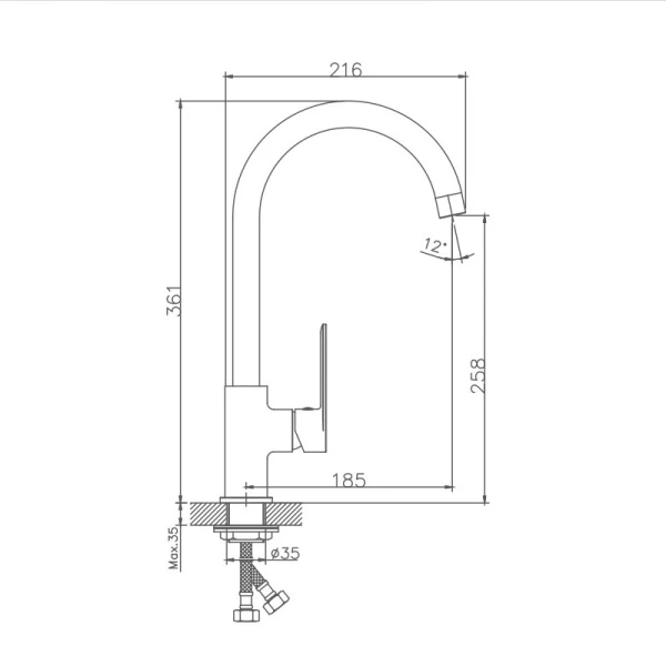 Смеситель для кухни HAIBA HB70590, латунь, хром