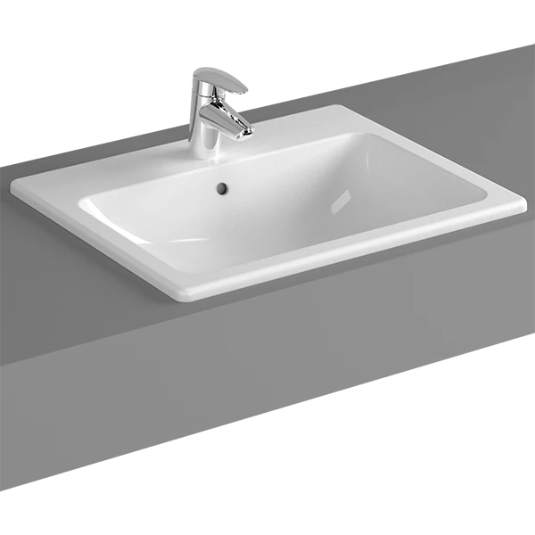 Раковина накладная Vitra S20 5465B003-0001, прямоугольная 55 cм, c переливом, цвет белый