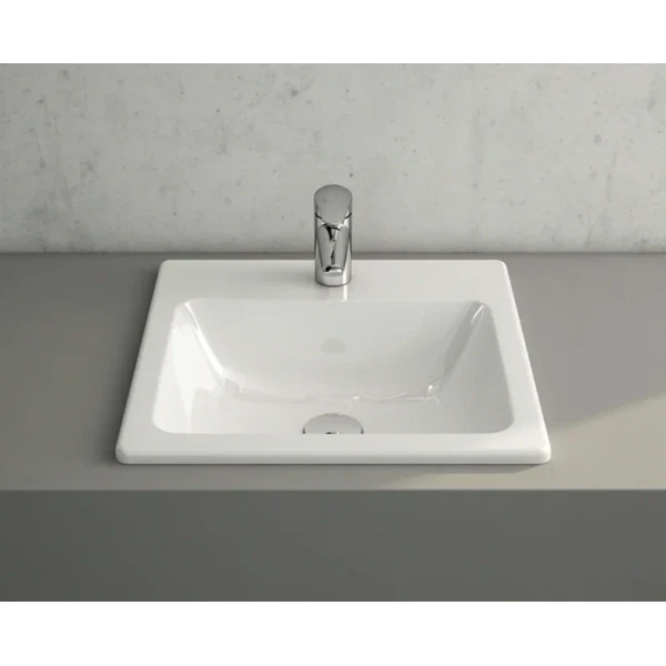 Раковина накладная Vitra S20 5465B003-0001, прямоугольная 55 cм, c переливом, цвет белый