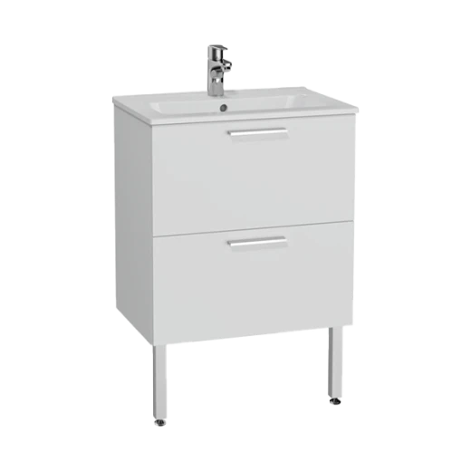 Тумба с раковиной Vitra Mia 60 с 2 ящиками, белый глянец