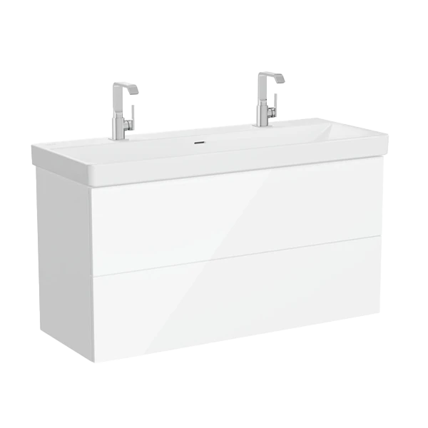 Тумба с раковиной Vitra Metropol Pure 120 c 2 ящиками, подсветка в верхнем ящике, белый глянцевый