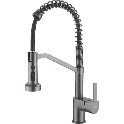 Смеситель для кухни HAIBA HB73826-3, гибкий излив, латунь, оружейная сталь